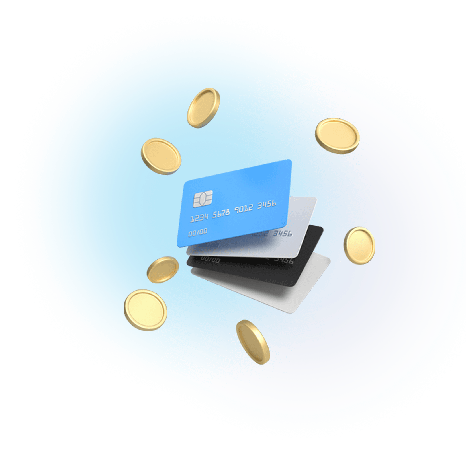 Credit cards and coins